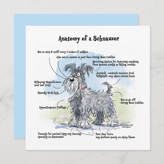 Anatomie d'un Schnauzer Funny Carte pour notes (Devant / Derrière)
