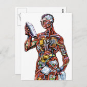 Anatomie (mannelijk) Briefkaart met Bartender (Voorkant / Achterkant)