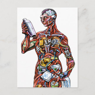 Anatomie (mannelijk) Briefkaart met Bartender