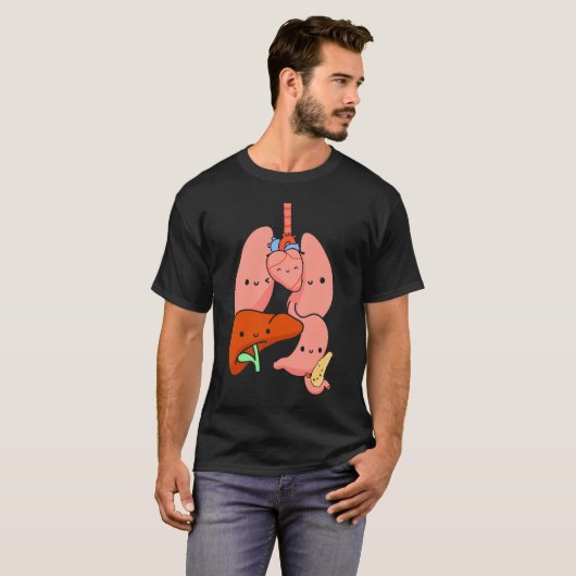 Anatomie Physiology Heart Lungs Vital Organs Illus T-shirt (Voorkant volledig)