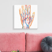 Anatomie van de achterkant van de menselijke hand canvas afdruk (Insitu (Woonkamer))