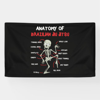 Anatomie van de Braziliaanse Jiu Jitsu BJJ Skeleto Spandoek