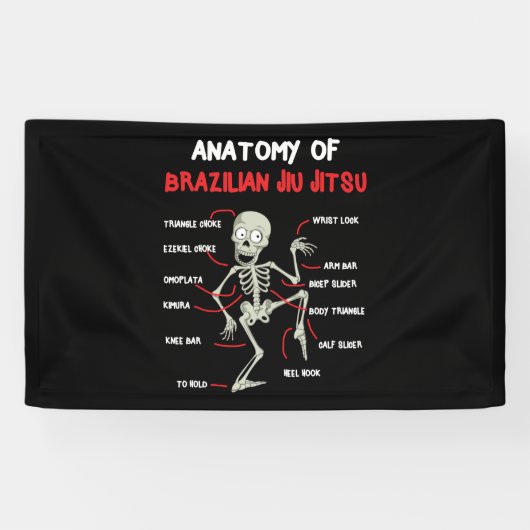 Anatomie van de Braziliaanse Jiu Jitsu BJJ Skeleto Spandoek (Horizontaal)