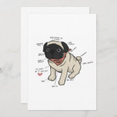 Anatomie van de Pug Dog Chart Feestdagenkaart (Voorkant / Achterkant)