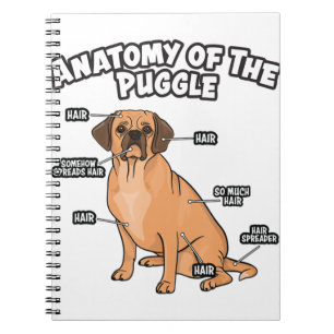 Anatomie van de puggle Funny Dog Lover Pug Beagle  Notitieboek