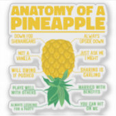 Anatomie van een ananas Grappige ananas liefhebber Sticker (Voorkant)