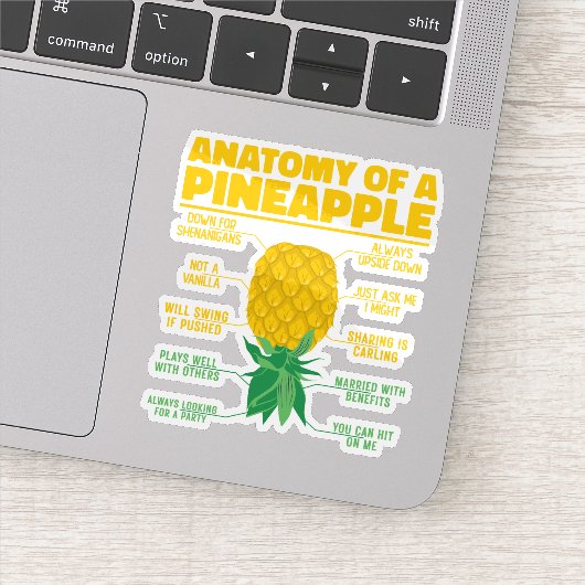 Anatomie van een ananas Grappige ananas liefhebber Sticker (Detail)