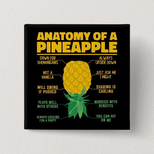 Anatomie van een ananas Grappige ananas liefhebber Vierkante Button 5,1 Cm (Voorkant)