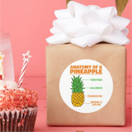 Anatomie van een ananas houdt van Feestdagen Famil Ronde Sticker