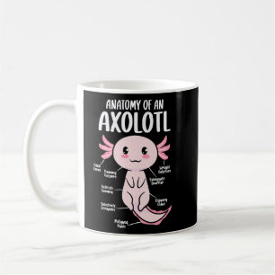 Anatomie van een axolotl grappige axolotls biologi koffiemok