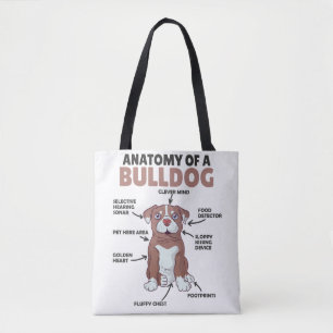 Anatomie van een bulledog Honden grappige papaver Draagtas