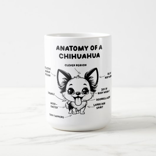Anatomie van een Chihuahua Funny Dog Jumbo Mok (Center)