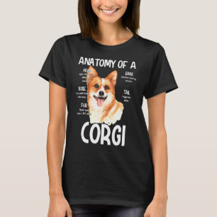 Anatomie van een corgi voor hondenkopgeluid oor t-shirt