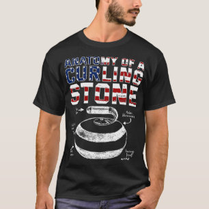 Anatomie van een Curling Stone Amerikaanse vlag T-shirt