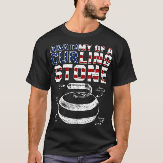 Anatomie van een Curling Stone Amerikaanse vlag US T-shirt