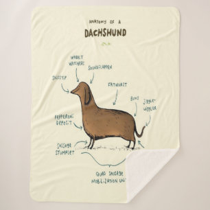 Anatomie van een dachshund   Dachshund-Hondenliefh Sherpa Deken