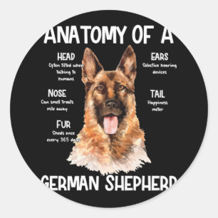 Anatomie van een Duitse herder voor Hondenliefhebb Ronde Sticker