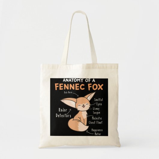 Anatomie van een Fennec Fox Cute Fox Lover Gift Fe Tote Bag (Voorkant)
