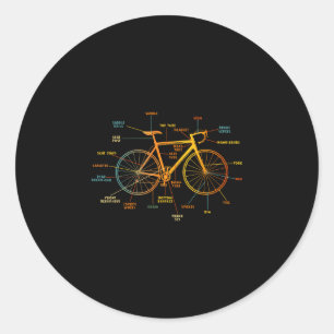 Anatomie van een fiets - fiets onderdelen ronde sticker