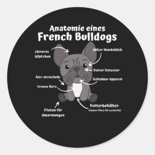 Anatomie van een Franse bulledog Dogs Funny Puppy Ronde Sticker