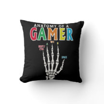 Anatomie van een gamer skelet hand grappig kussen