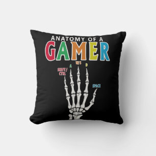 Anatomie van een gamer skelet hand grappig kussen