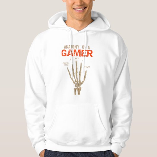 Anatomie van een Gamer Skeleton Hand Keyboard T-Sh Hoodie (Voorkant)