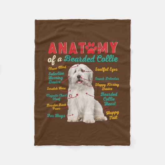  anatomie van een gekaarde collie Funny Dog Fleece Deken (Voorkant)