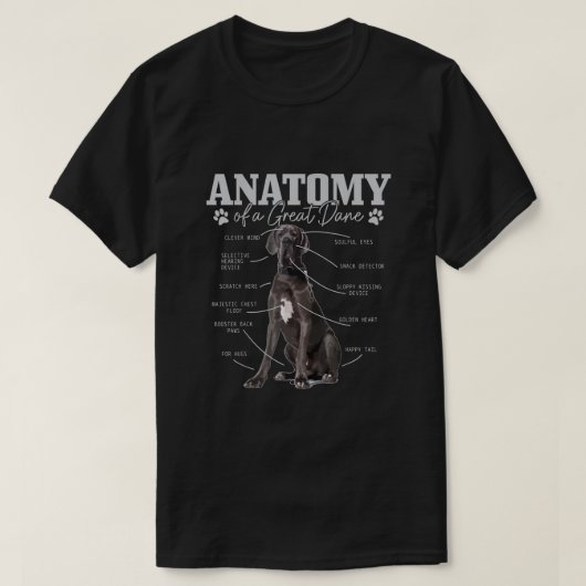 Anatomie van een grote gesteente funny Cute Dog ma T-shirt (Design voorkant)