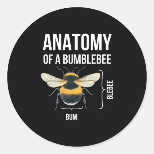 Anatomie van een hommel Grappig Sarcastisch Humor Ronde Sticker