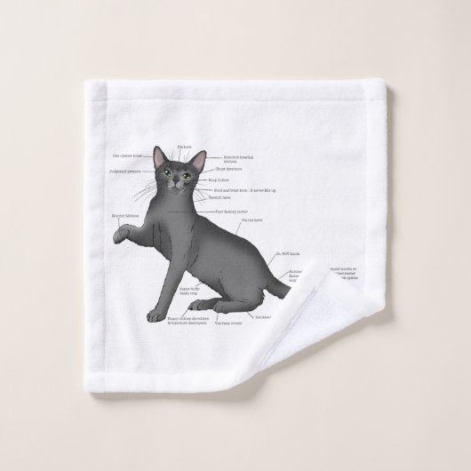 Anatomie van een kat bad handdoek (Wasdoekje)