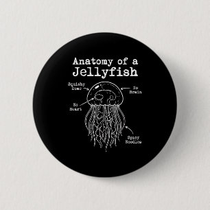 Anatomie van een kwal pittige noedels grappige zee ronde button 5,7 cm