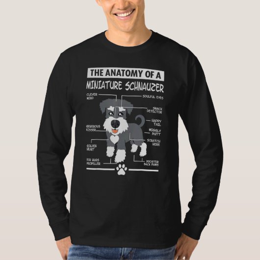 Anatomie van een miniatuur Schnauzer Dog Mam Dog D T-shirt (Voorkant)