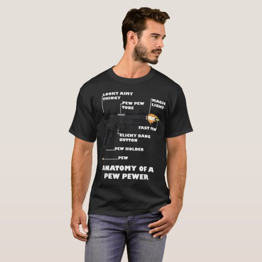 Anatomie van een Pew Pewer 2e ADT Pistool T-shirt (Voorkant volledig)
