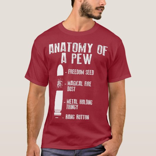 Anatomie van een    PewFunny Weapon Pistool Bullet T-shirt (Voorkant)