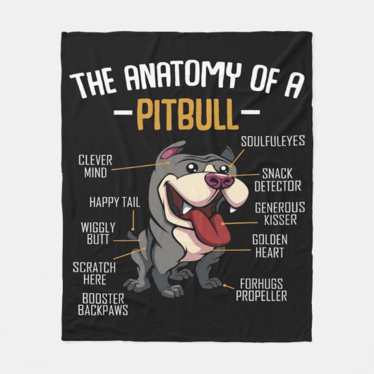 Anatomie van een Pitbull Cute Fleece Deken (Voorkant)