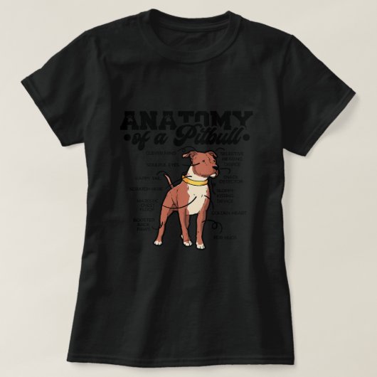 Anatomie van een pitbull pittie mama pittie papa h t-shirt (Design voorkant)