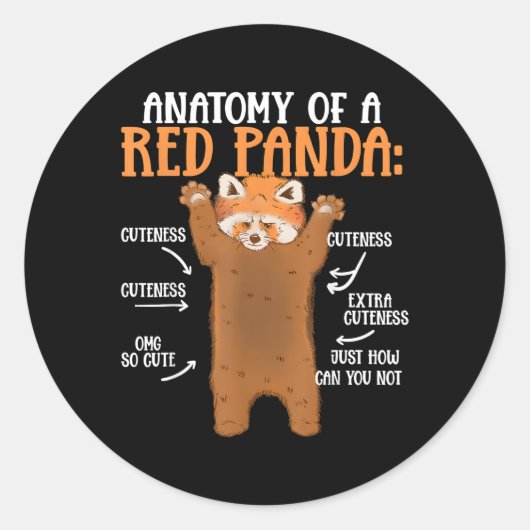 Anatomie van een rode panda wetenschap zoöloog Pan Ronde Sticker (Voorkant)