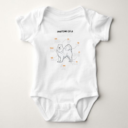 Anatomie van een Samoyed Dog Funny Dog Lover Gift Romper (Voorkant)