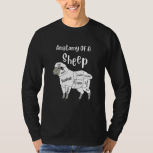 Anatomie van een schaap met een scheerhaar met een t-shirt