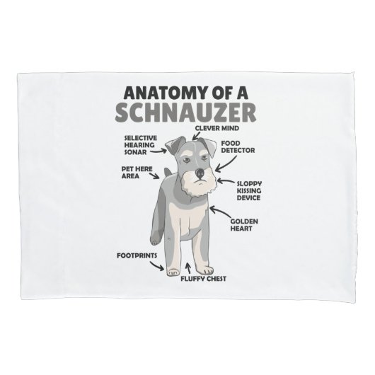 Anatomie van een Schnauzer Cute Dog Puppy Kussensloop (Voorkant)
