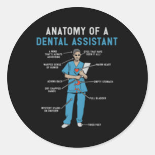 Anatomie van een tandarts assistent ronde sticker