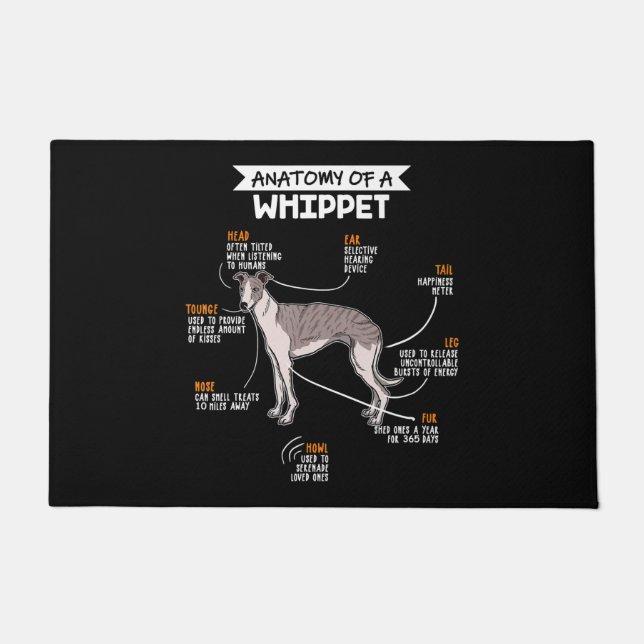 anatomie van een whippet hondenkgift deurmat (Voorkant)