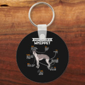 anatomie van een whippet hondenkgift sleutelhanger (Voorkant)