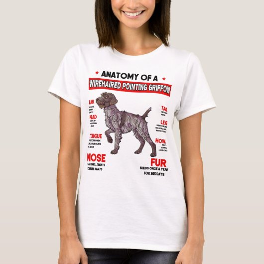 Anatomie van een Wirehaire Pointing Griffon Dog T T-shirt (Voorkant)