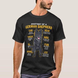 Anatomie van een zwarte Duitse herder voor hond T-shirt