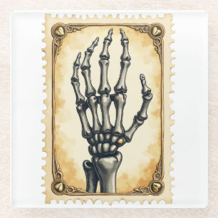 Anatomie van elegantie: Skeletale Hand Glazen Onderzetter