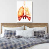 Anatomie van het ademhalingsstelsel van de mens, v canvas afdruk (Insitu (Slaapkamer))