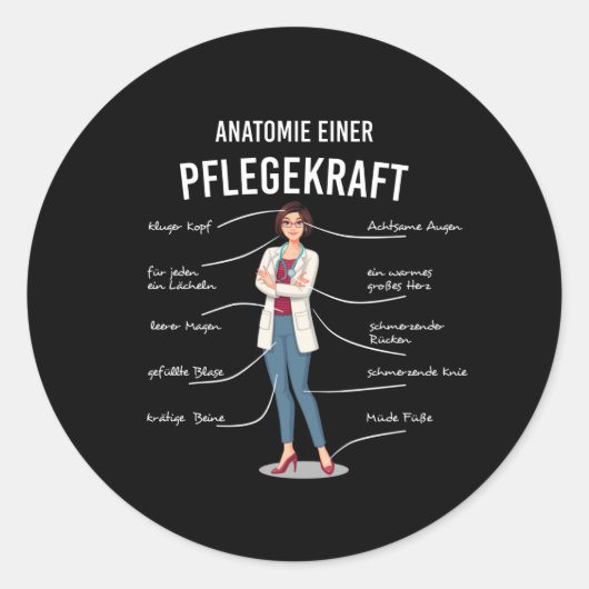 Anatomie van verzorger ronde sticker (Voorkant)