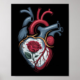 Anatomisch Hart Botanische Bloei Biologie Roos Waa Poster